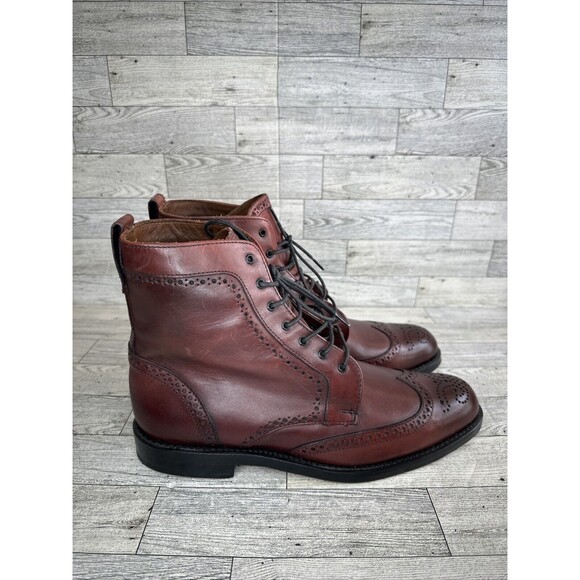 Allen Edmonds Dalton Wingtip Dress Boot Men’s Size 9.5 Red Leather Lace Up GUC